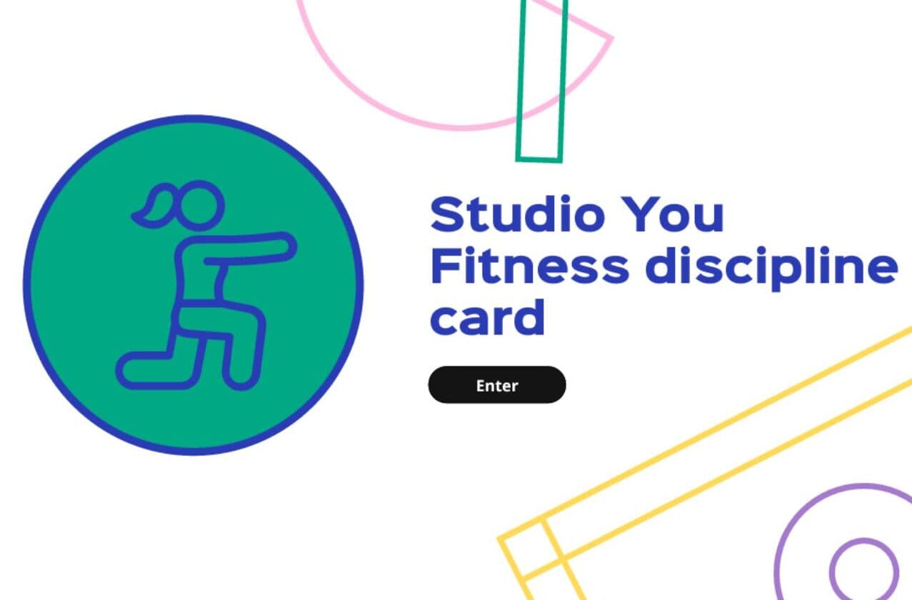 A title card that says 'Studio You fitness discipline card'