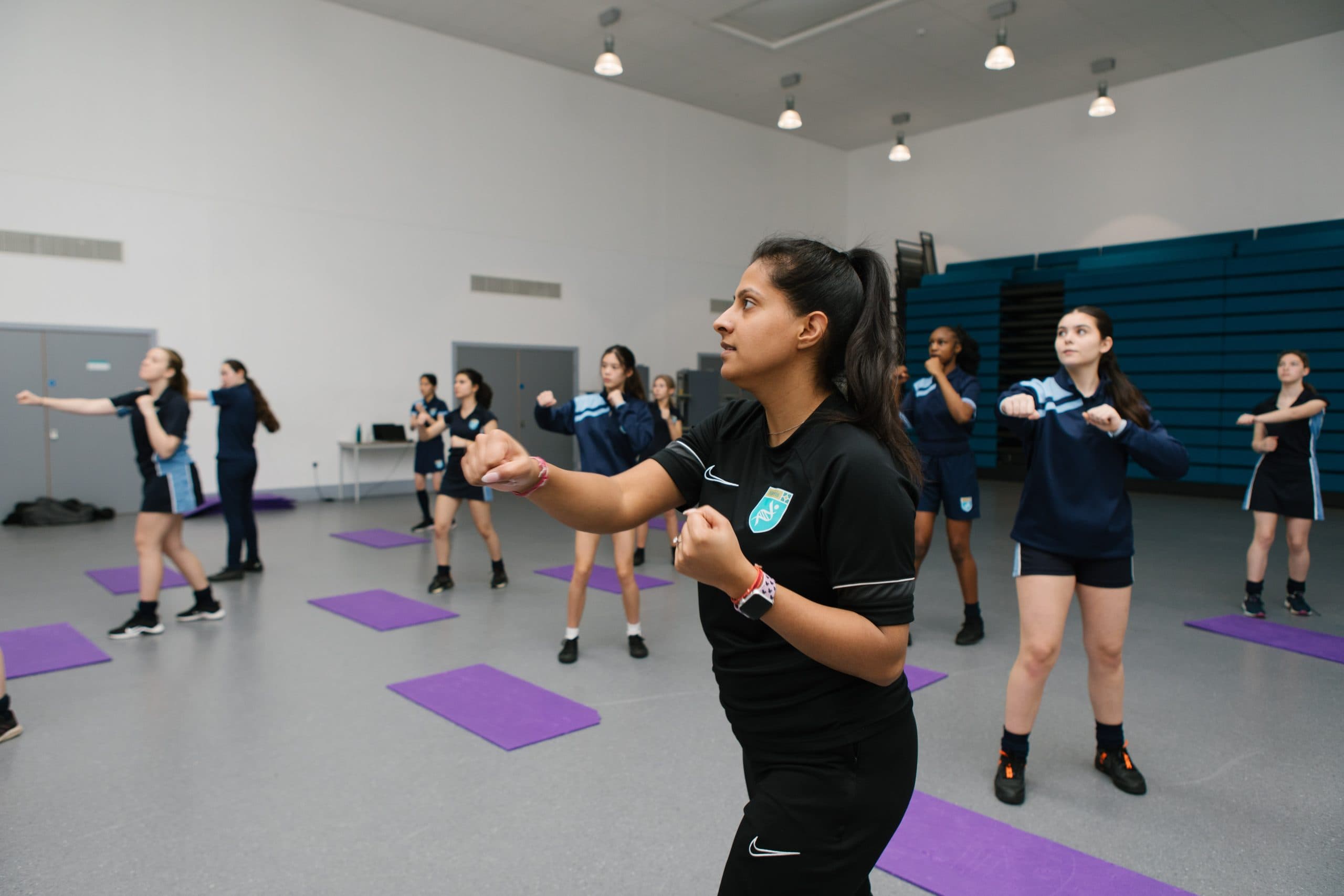 A teacher taking part in a Studio You lesson with her students